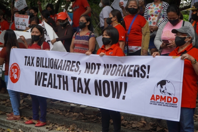억만장자에 대한 부유세 요구하는 아시아 시위대
[사진제공=옥스팜(Oxfam)]