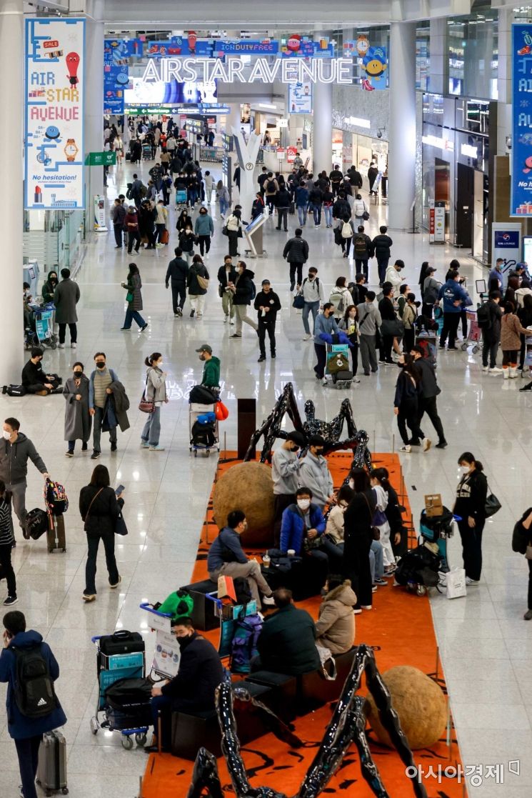 [포토]여행객들로 붐비는 인천공항 면세구역