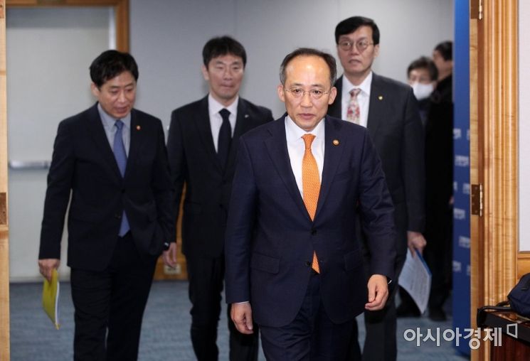 [포토] 비상거시경제금융회의 참석하는 경제 수장들