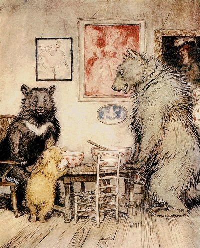 영국 동화책 '골디락스와 세마리 곰' 표지.