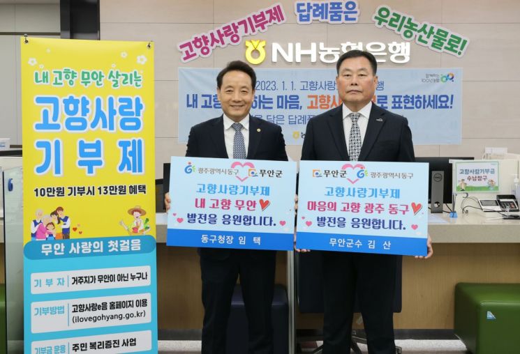 광주 동구-전남 무안 ‘고향사랑기부제’ 상호 기부