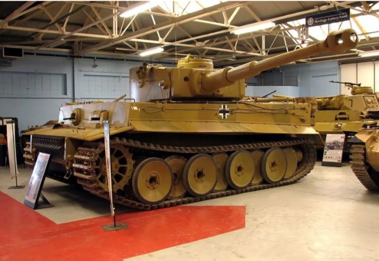 2차대전 당시 악명을 떨쳤던 독일의 티거(Tiger)-1 탱크의 모습.[이미지출처=영국 보빙턴 탱크박물관]