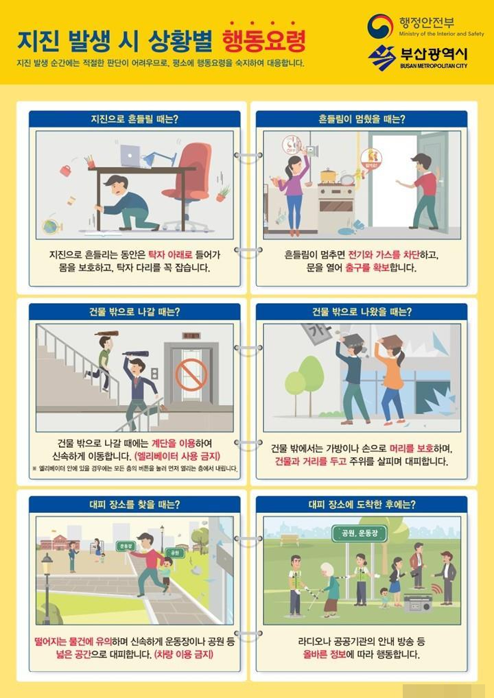 부산시, ‘지진 시민행동요령’ 교육·홍보 강화