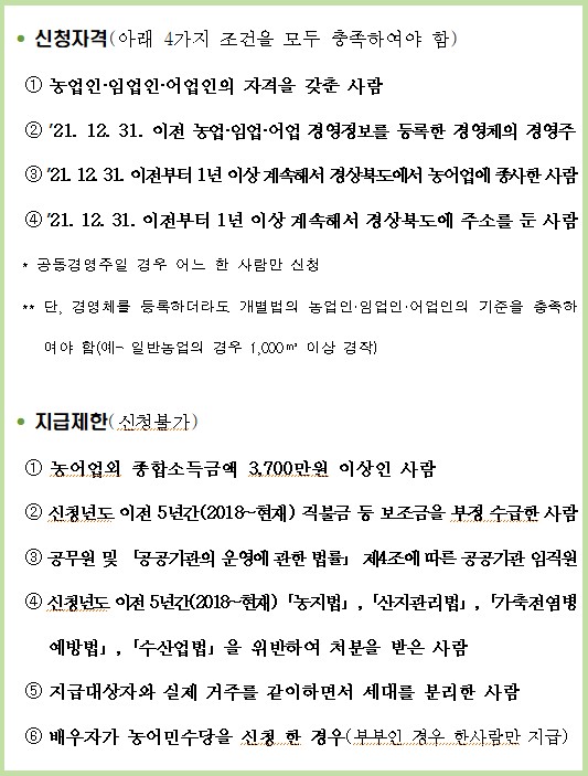 경북 농어민수당 놓치지 마세요… 모바일·읍면동서 접수