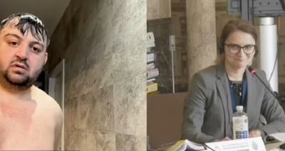 화상회의에서 알몸 노출 해프닝을 벌인 알베르토 이오시프 카라이안 의원.(좌) [이미지출처=데일리메일 캡처]
