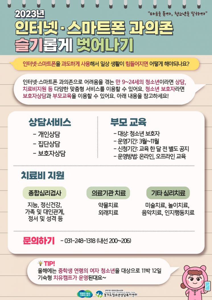 경기도의 인터넷 스마트폰 과의존 슬기롭게 벗어나기 홍보 포스터