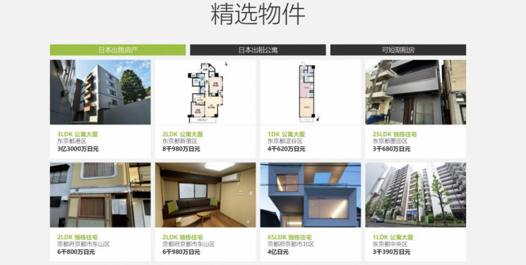 중국인을 주 고객으로 하는 일본 부동산 중개업체 홈페이지. 도쿄를 중심으로 매물을 소개하고 있다.(사진출처=리얼에스테이트 재팬 홈페이지)