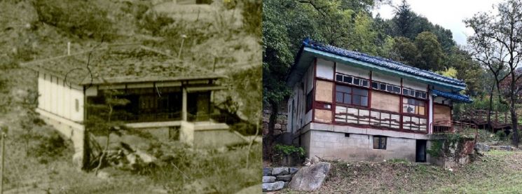 대전 보문산 근대식 별장의 1930년대 당시 전경(왼쪽)과 현재(오른쪽) 건축물 전경. 대전시 제공