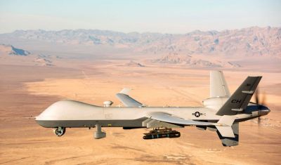2020년 1월 14일 MQ-9 리퍼 무인기가 네바다주 시험훈련장 상공에서 비행하는 모습. 사진은 2020년 11월 7일 미국 공군이 제공했다. [이미지출처=연합뉴스]