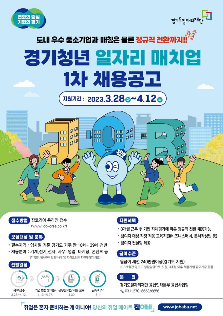 경기도일자리재단의 2023년 1차 경기청년 일자리 매치업 홍보 포스터