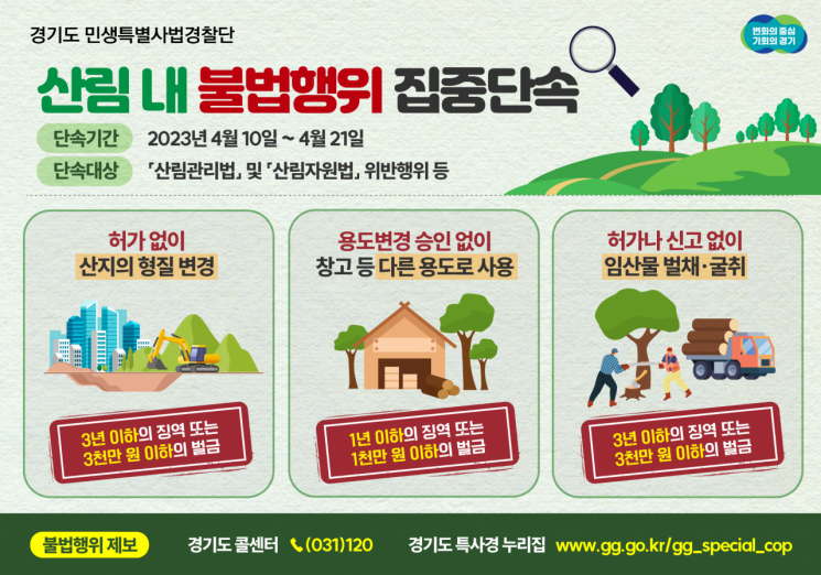 경기도의 산림 불법행위 단속 포스터