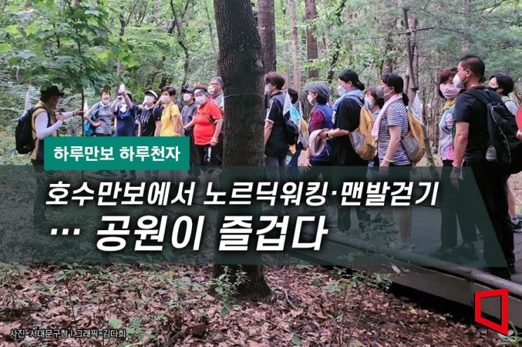 [하루만보 하루천자]호수만보에서 노르딕워킹·맨발걷기…공원이 즐겁다