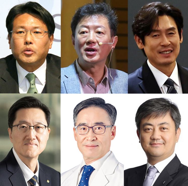 마포고 출신 주요인사.(왼쪽부터) 김태효 대통령실 국가안보실 제1차장, 김난도 서울대 교수, 설경구 영화배우, 안순홍 한화테크윈 대표, 최동주 분당서울대병원 순환기내과 교수, 한채양 신세계조선호텔 대표(김 실장 이외 표기 순서는 이하 가나다순)