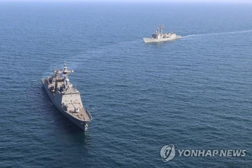 아덴만 연안서 해상훈련 중인 충무공이순신함 [이미지출처=연합뉴스]