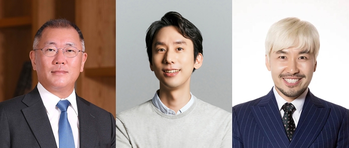왼쪽부터 정의선 현대자동차그룹 회장과 박재욱 쏘카 대표, 노홍철 ㈜노홍철천재 대표 / [사진제공=전경련]