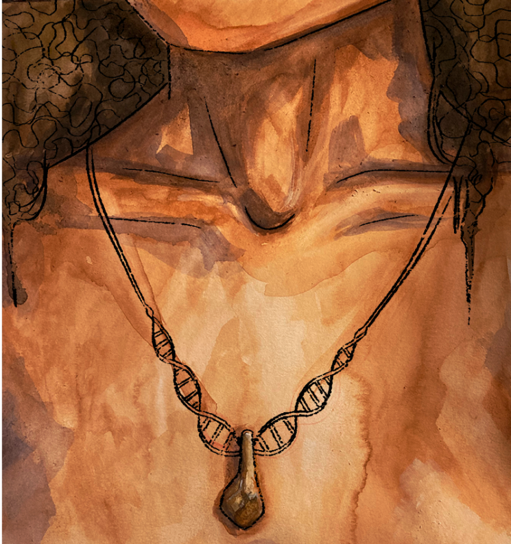 사슴 이빨 목걸이를 한 고대 호모사피엔스 여성. 그림출처=독일 막스플랑크 진화인류학 연구소
