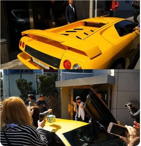 서태지가 지난 2015년 홍대의 한 공연장 앞에 람보르기니를 직접 끌고 나타난 모습.  [사진출처=유튜브 채널 'CAR63']