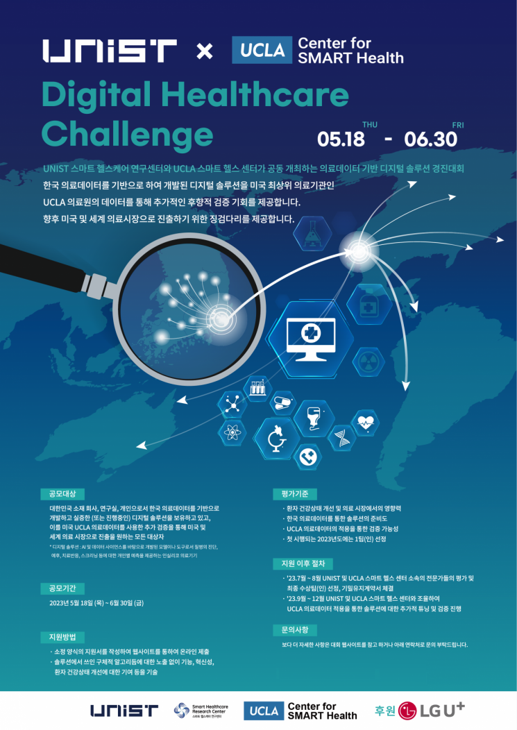 ‘Digital Healthcare Challenge by UNIST X UCLA Center for SMART Health’ 홍보 포스터.