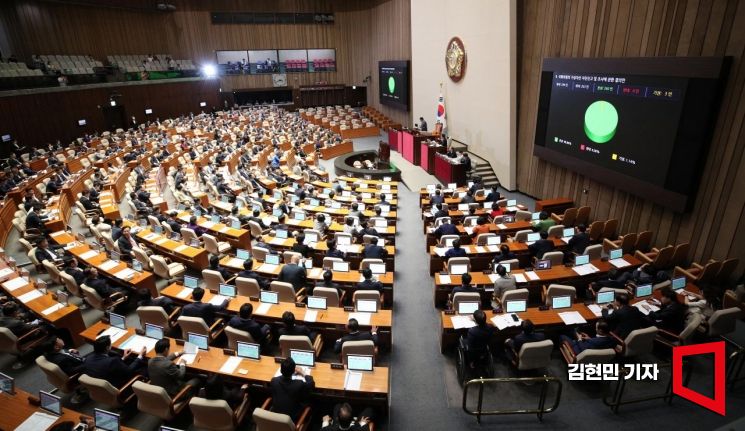 국회의원의 가상자산 자진신고 및 조사에 관한 결의안이 25일 국회에서 열린 본회의에서 통과되고 있다. 사진=김현민 기자 kimhyun81@