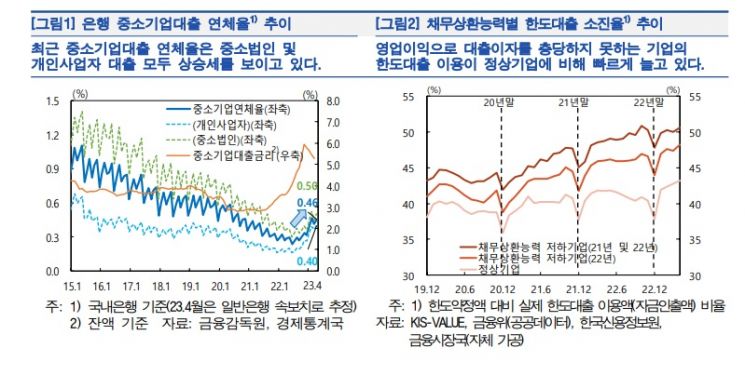 "중소기업대출 연체율↑…지방 부동산 기업·자영업자 자금사정 악화 가능성" 