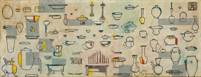 이세득(1921-2001), ＜반도 호텔 벽화를 위한 원화＞, Mural Painting Original for Bando Hotel Coffee Shop, 29.5×75.3cm, 1954.5., 추정가 1000만~2500만 원 [사진제공 = 서울옥션]