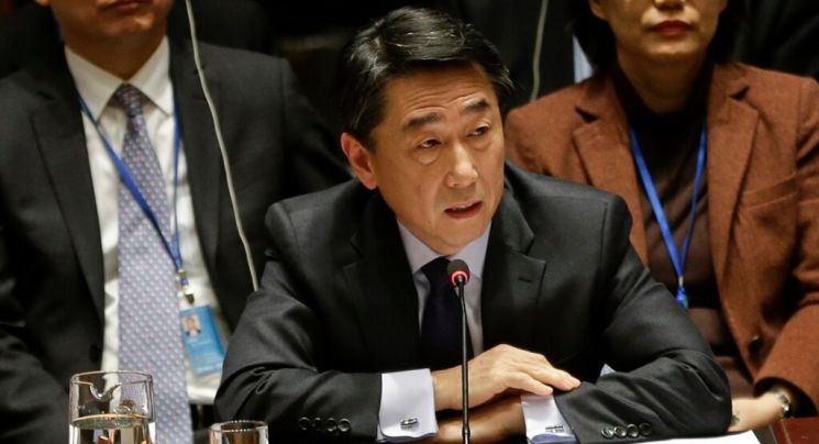 2014년 12월 당시 오준 주유엔대사가 미국 유엔본부에서 열린 유엔 안전보장이사회에서 발언하고 있다. [이미지출처=AP연합뉴스]