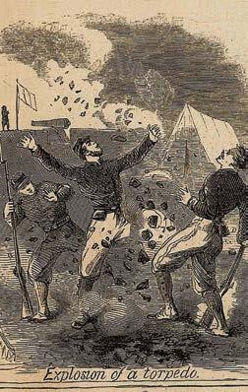 1862년 남북전쟁 당시 지뢰 폭발 모습을 그린 삽화.