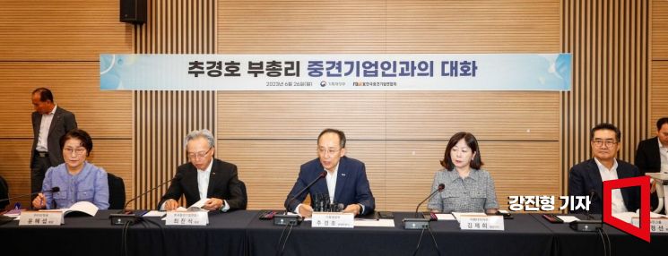 [포토]추경호 경제부총리, 중견기업인과의 대화