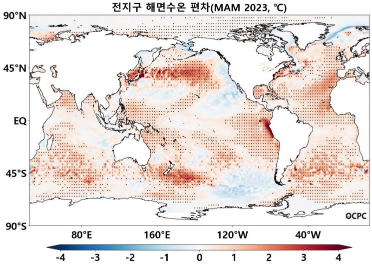 봄철 동해 해수면 온도, 최근 40년중 최고치 기록