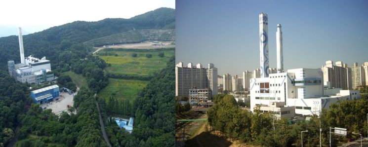 경기도 용인시 처인구 포곡읍 금어리 용인환경센터(왼쪽)와 수지구 풍덕천동 수지환경센터(오른쪽)