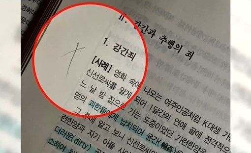 A某还在下课后让部分学生留下来，在书上逐一用O、X标记，详细告知哪些内容会出现在考试中。对此，一些学生认为A某的做法存在问题，向学校提交了请愿书。TV朝鲜供图