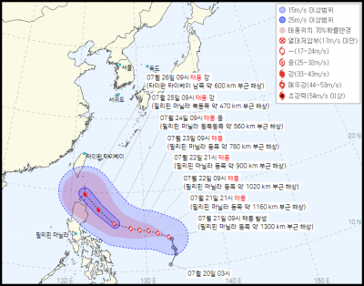 제5호 태풍 독수리 예상 이동 경로 [사진출처=기상청]