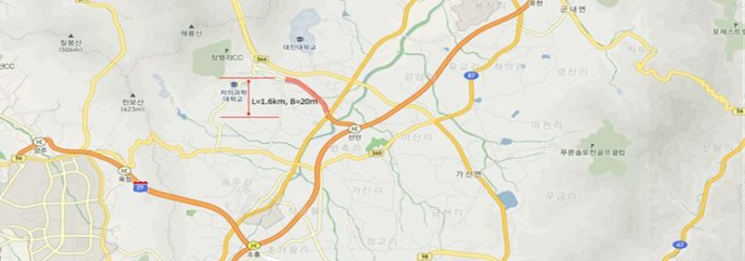 경기도 포천시 선단동 일원 도로 1.6km 확포장공사 위치도