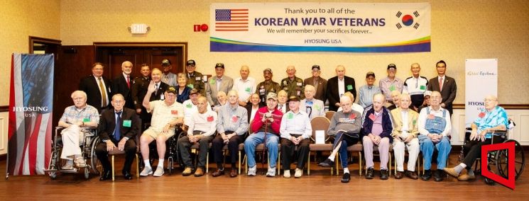 효성은 27일(현지시각) 미국 앨라배마주 헌츠빌에 위치한 육군 군수사령부에서 6?25 전쟁에 참전한 미군 용사 30여 분과 가족, 관계자 150여명을 초청해 참전 용사 초청 감사 행사를 가졌다고 28일 밝혔다.