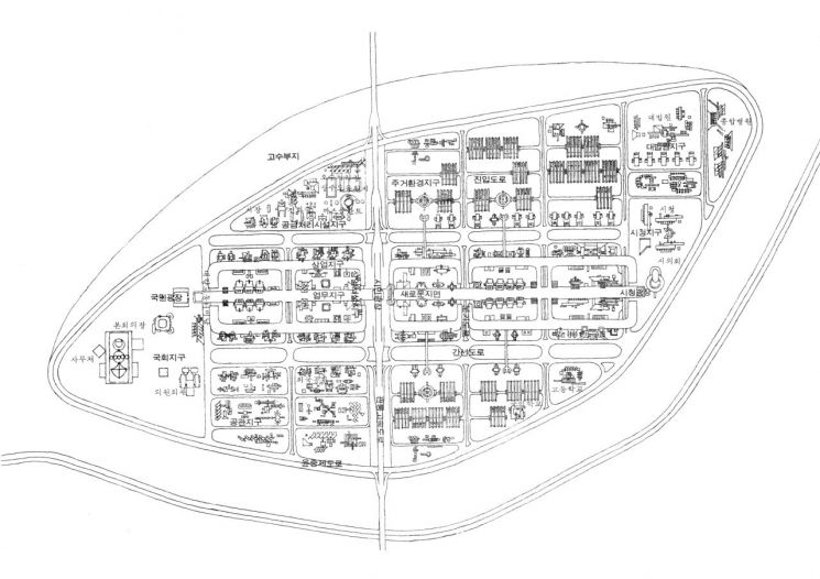 1969년 김수근 등이 입안한 여의도 도시계획도 [이미지출처=서울역사아카이브]