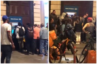 뱅크 오브 아일랜드 ATM 기기 앞에 모여든 사람들. [사진출처=X(엑스)]