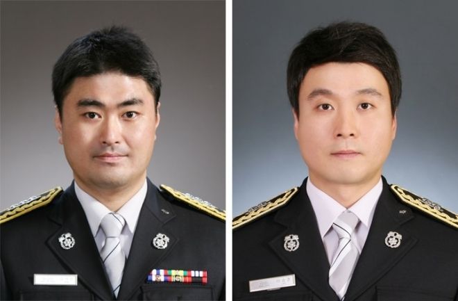 김태헌 소방위(왼쪽)와 이승준 소방교. [사진제공=제주도 소방안전본부]
