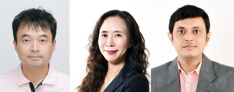 (왼쪽부터) 정경인 삼성리서치아메리카 연구원, 송재연 삼성리서치 연구원, 나렌 탕구두 삼성리서치 인도 벵갈루루연구소 연구원 [사진제공=삼성전자]