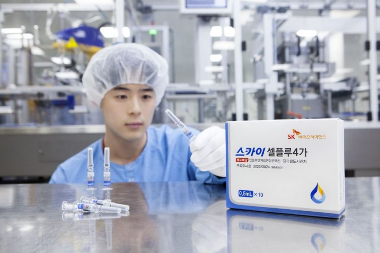 경북 안동시 SK바이오사이언스 L 하우스에서 독감 백신 '스카이셀플루'의 검수 작업이 진행되고 있다. [사진제공=SK바이오사이언스]