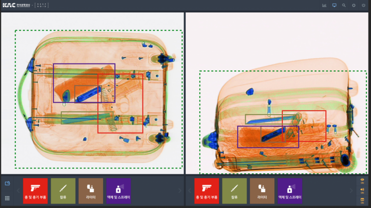 딥노이드의 보안 AI솔루션인 딥시큐리티. X-ray를 통해 금지 물품 등을 손쉽게 확인할 수 있다. 판독률은 97%에 달한다. 사진제공=딥노이드