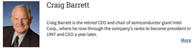 스탠퍼드 대학교는 모리스 창 TSMC 창업자와 크레이그 배럿 인텔 전 최고경영자를 2012년 스탠퍼드대 엔지니어링 영웅으로 선정하고 소개했다. 사진=스탠퍼드대 홈페이지