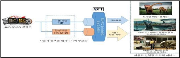 사용자 선택형 입체미디어 서비스 전송경로.
