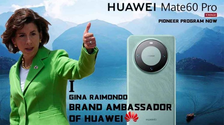 중국 네티즌들은 중국산 반도체를 사용한 화웨이 스마트폰 메이트 60 프로 공개를 즈음해 방중한 지나 러몬도 미 상무부장관을 조롱하는 밈을 유행시켰다.