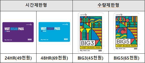 비짓부산패스 4종.