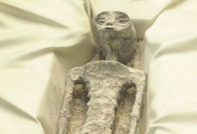 호세 하이메 마우산이 외계인 사체라고 주장하며 청문회에서 공개한 미라 [이미지 출처=멕시코 의회 제공]