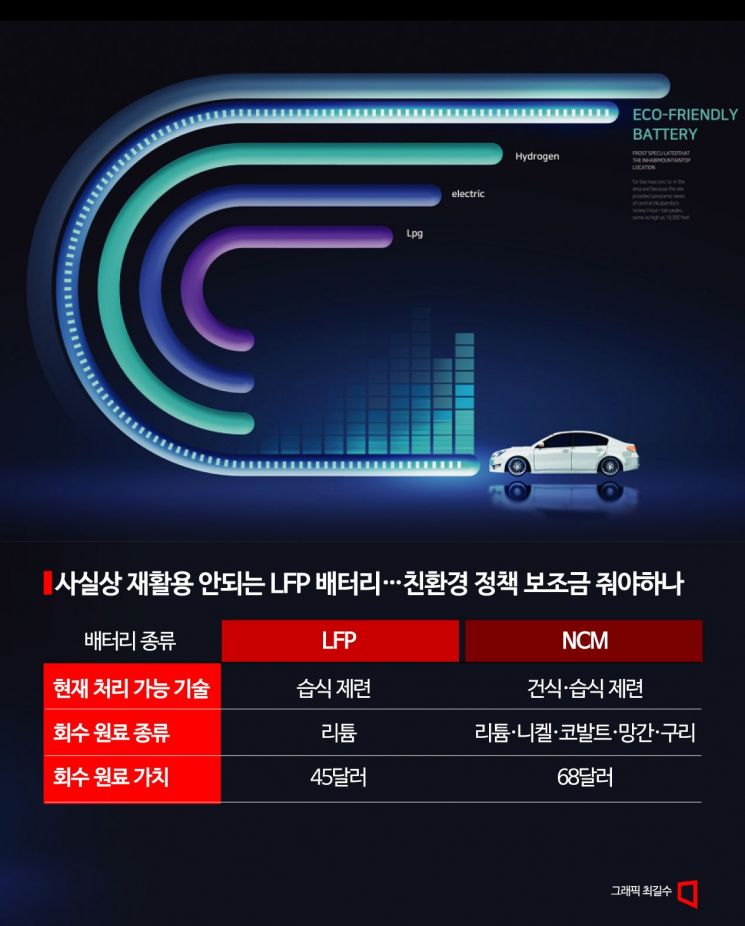 재활용 안되는 LFP 배터리…친환경 정책 보조금 줘야하나