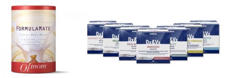 DXVX 포뮬라메이트-오브맘(왼쪽), DXVX 치료보조제(오른쪽). /사진제공=DXVX