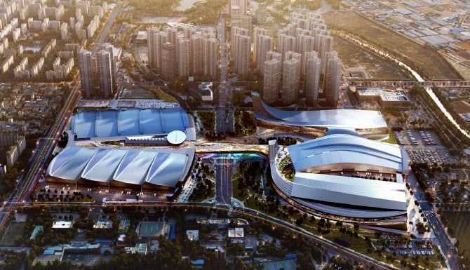 2021년 11월 킨텍스 제3전시장 기본설계 공모 입찰에서 당선작으로 최종 선정된 해안종합건축사사무소 컨소시엄의 '킨텍스 더 그랜드' 조감도. [사진제공=킨텍스]