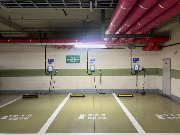 지상 이전 전 경남도청 청사 지하에 전기차 충전시설이 설치돼 있다. [사진제공=경남도청]