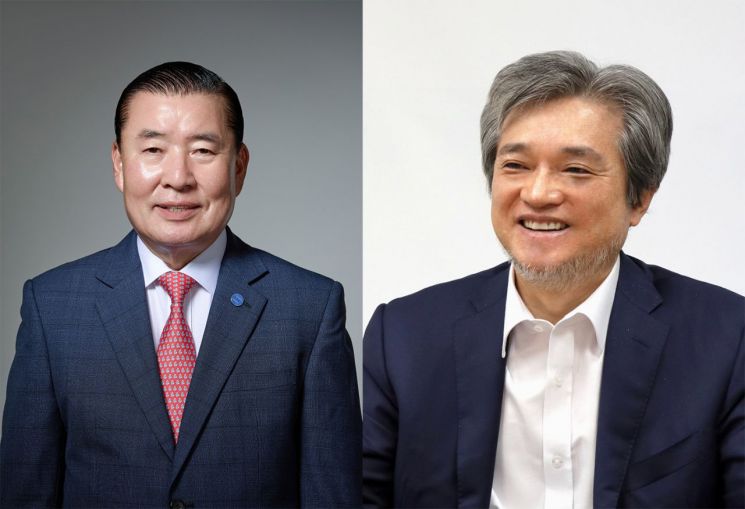 부산시화물자동차운송사업협회 신한춘 이사장(왼쪽), 유카로오토모빌 한호종 회장.